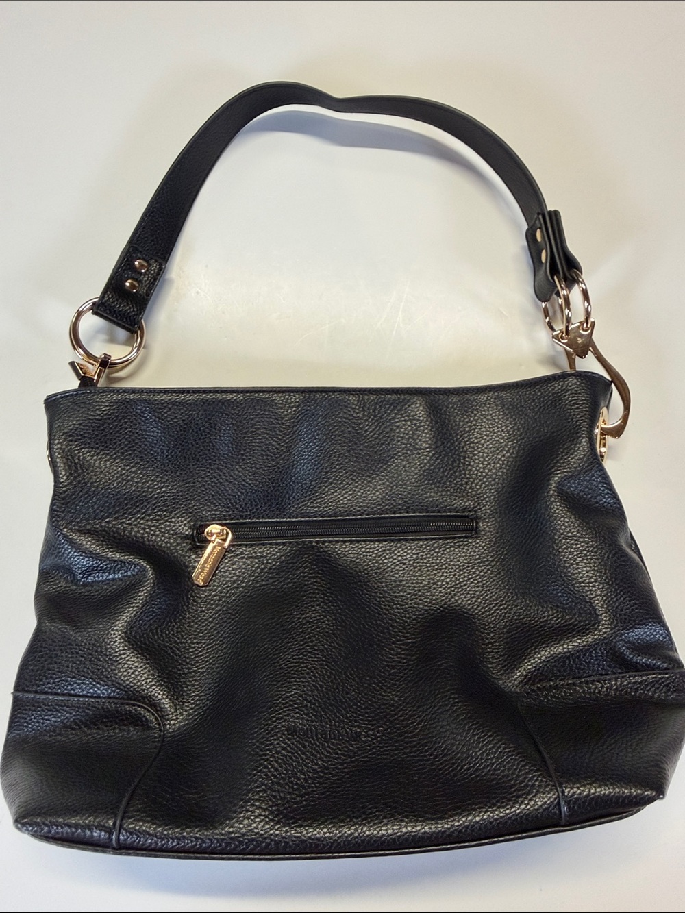 Montana West Black Shoulder Bag Pebbled Leather Look Gold Hardware